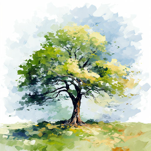 Impressionistic Art tree clipart on white background