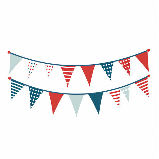 Minimalist style bunting clipart, on white background