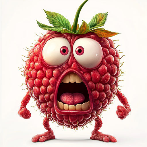 Humorous caricature of a raspberry clipart with human characteristics
