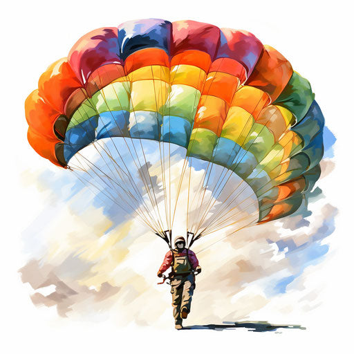 Parachute clipart in the style of Oil painting, on a white background