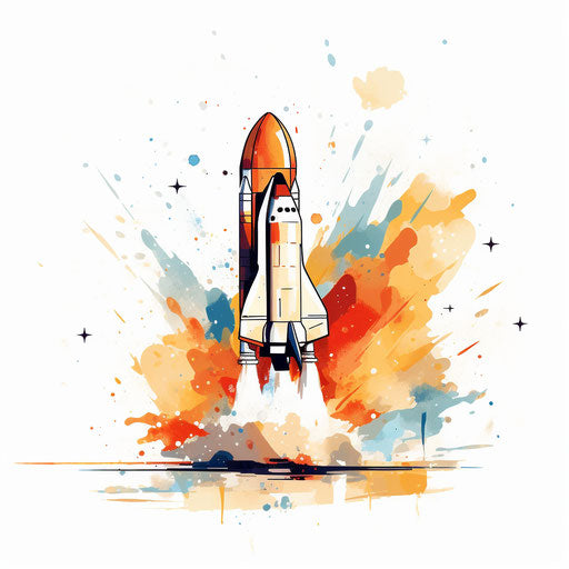 Rocket ship in the style of Impressionistic Art