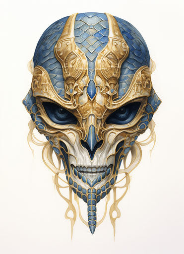 Egyptian mask with snake head, watercolor style