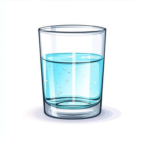 Glass of water in Minimalist style, on white background