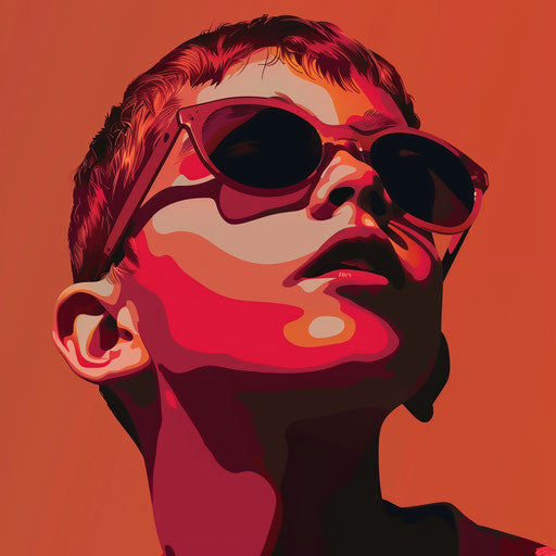 Realistic youth clipart on flat, rich burgundy background