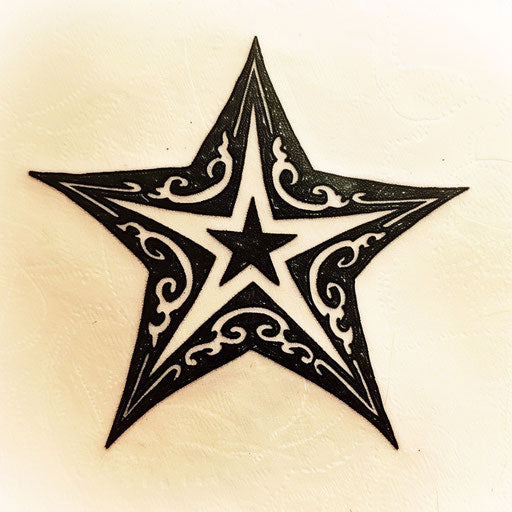 Nautical star in tribal design on white background