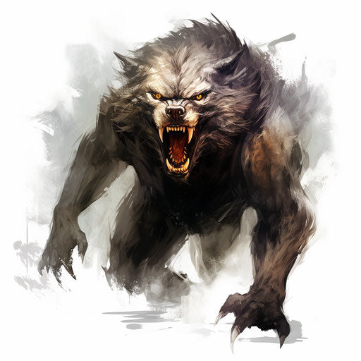 Werewolf in Oil painting style on white background