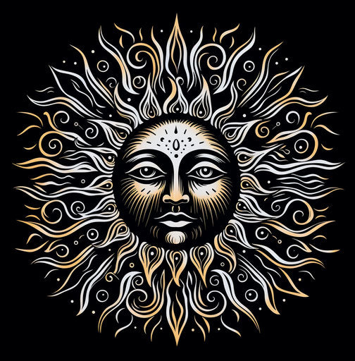 Vector illustration of sun outline in Renaissance style