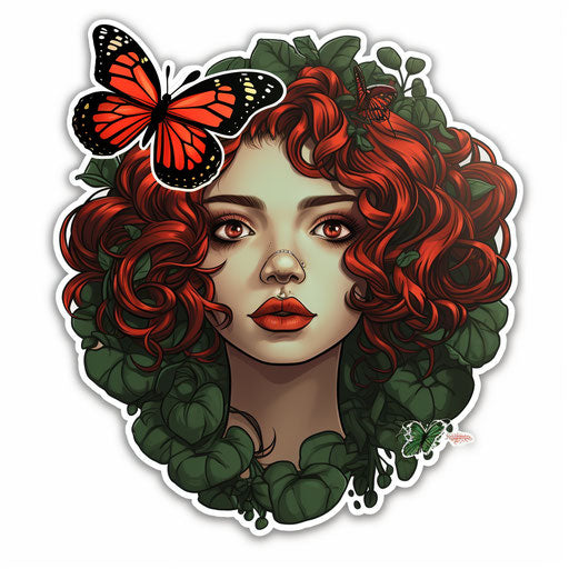 Girl with butterfly face sticker, neotraditional style