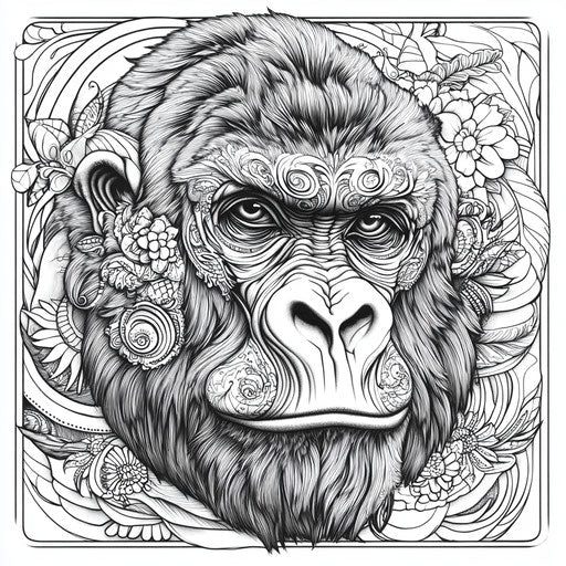 Dive into Gorilla Coloring Pages - Artistic Joy