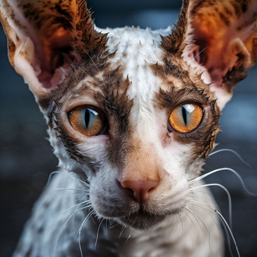 Cornish Rex cat closeup of the face