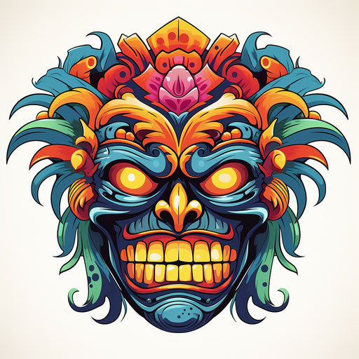 Tiki mask tattoo vector on white background