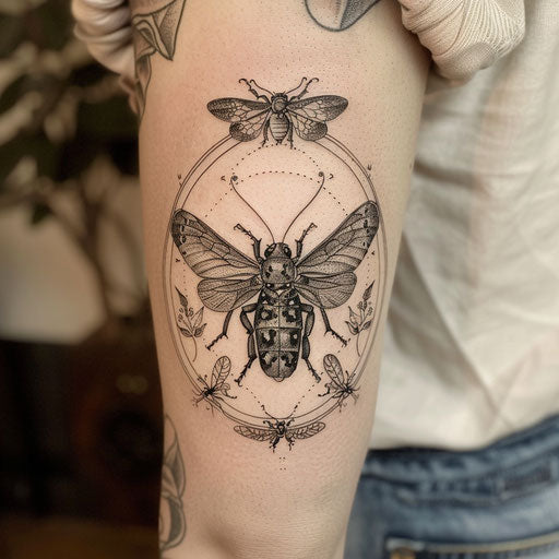 Couple tattoo inspired by insect metamorphosis