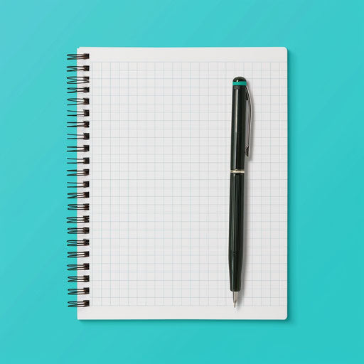 Notepad clipart on turquoise background with bold outlines