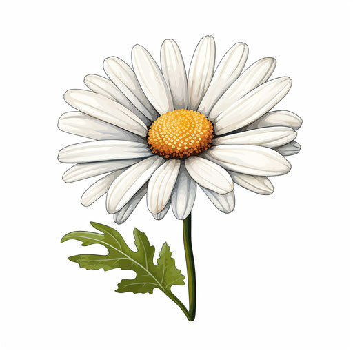 Daisy illustration in the style of Chiaroscuro Art, on white background