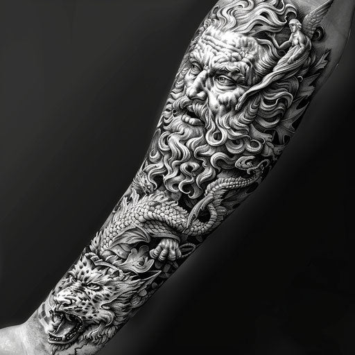 Tattoo sketch of Greek gods and mythological creatures