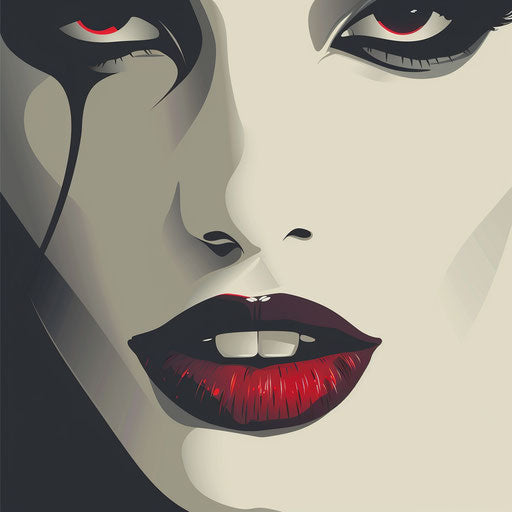 Flat cream background, realistic vampire, muted tones & elegance