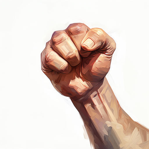 Oil painting style fist clipart on white background