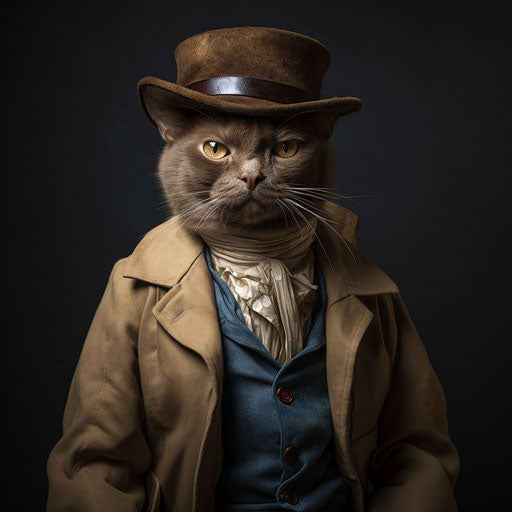 Burmese cat dressed like a man