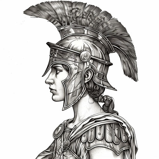 Athena tattoo design in battle armor
