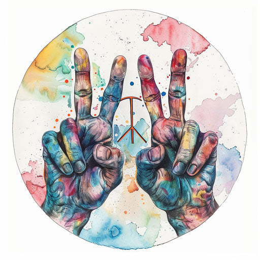 Contemporary peace tattoo sketch in flat style