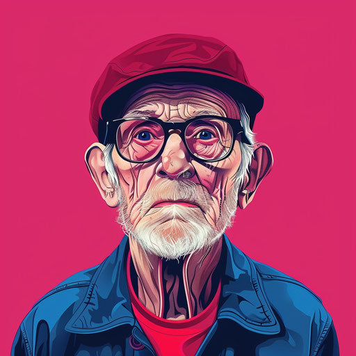 Grandpa clipart on bright magenta background