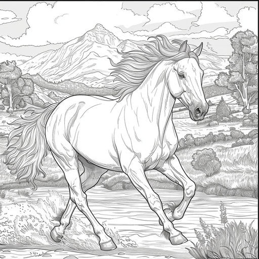 Majestic horse galloping in an open field