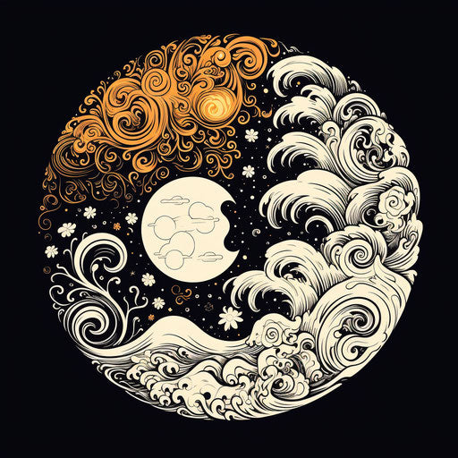 Black and white yin yang symbol for Taoism