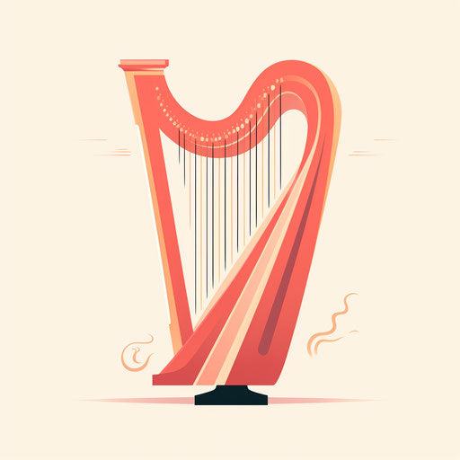 Harp drawing in Minimalist style, on white background