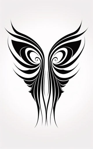 Black tribal wing design, intersecting lines decorative 5:8