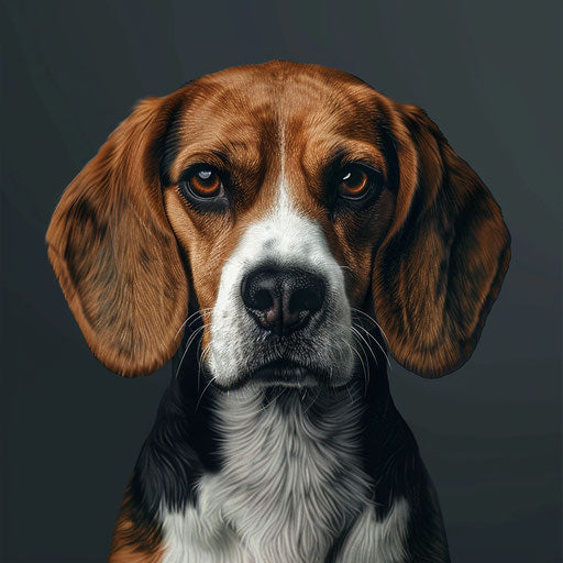 Slate grey background accentuates realistic beagle clipart