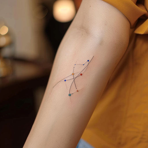 Minimalist flat tattoo sketch of the Gemini constellation