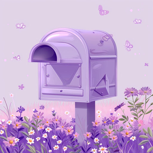 Realistic mailbox on soft lavender background
