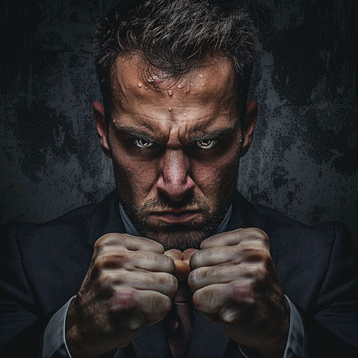 Businessman with determined look in challenging times