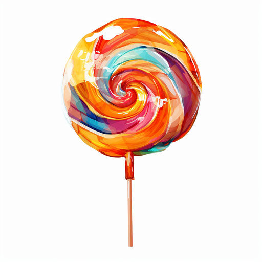Lollipop stylized in oil painting on white background