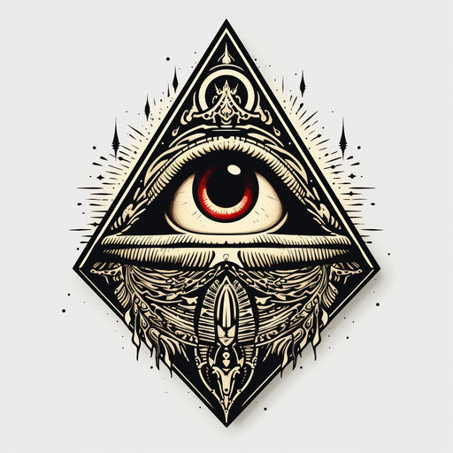 All-seeing eye tattoo sticker, gothic surrealism style, minimalistic drawings