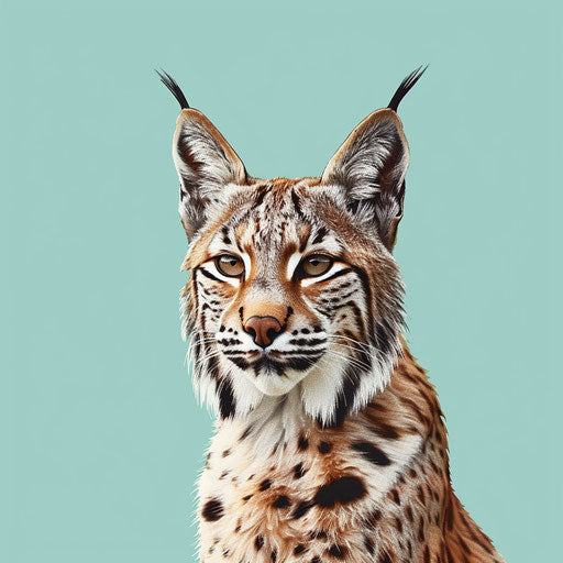 Realistic bobcat clipart on serene aqua background