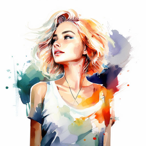 Shoulder illustration in the style of watercolor, on a white background