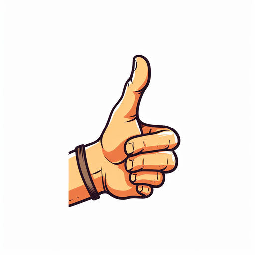 Minimalist style clipart of a thumb on white background