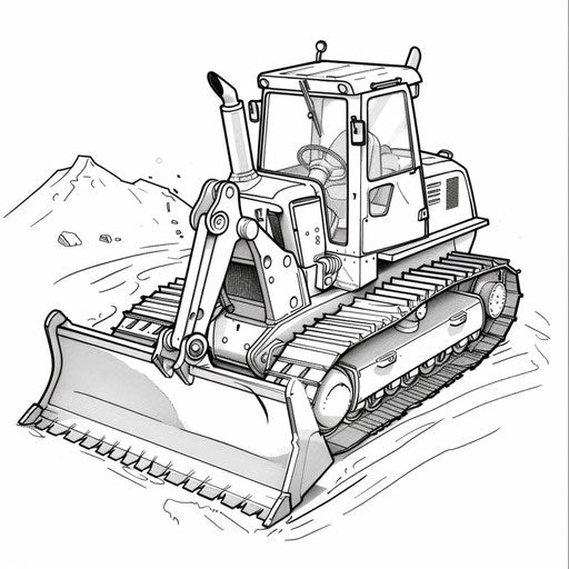 Bulldozer with raised blade for easy coloring