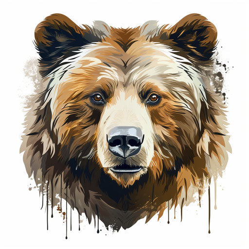 Bear Face Clipart in Chiaroscuro Art Style