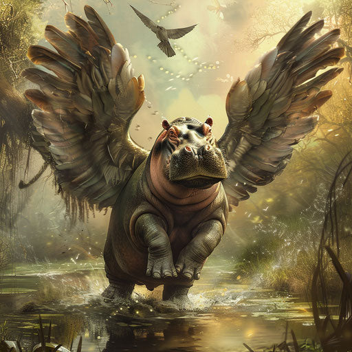 Hippo with wings as mythical being