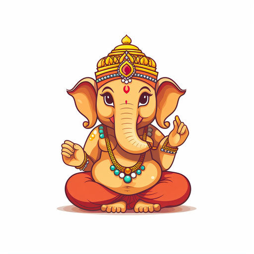 Minimalist style Ganpati clipart in PNG on white background