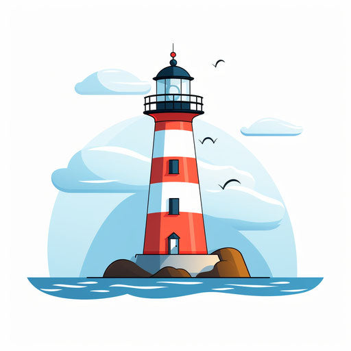 Minimalist lighthouse clipart on white background