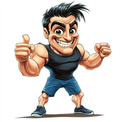 Humorous gym illustration caricature