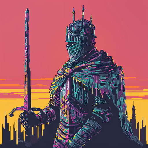 Nostalgic tattoo sketch of Anor Londo in 8-bit style