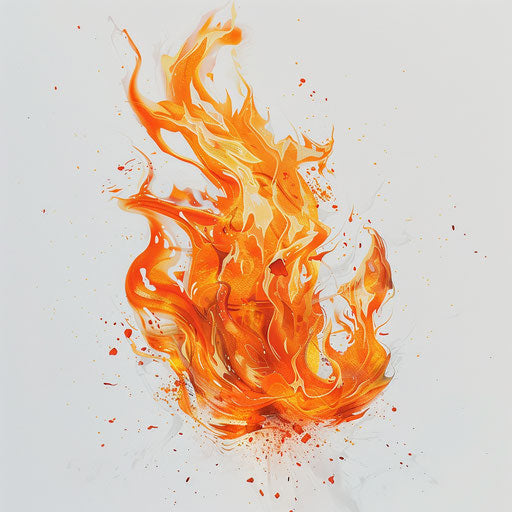 Fire symbol on white background, youthful energy style