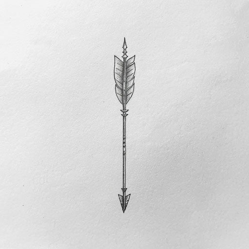 Flat tattoo sketch of an arrow drawn with a single bold line