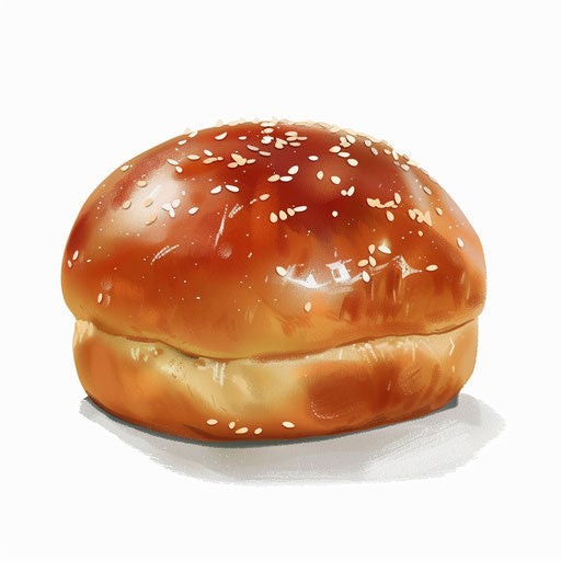 Bun artwork in a photo realistic style on white flat background