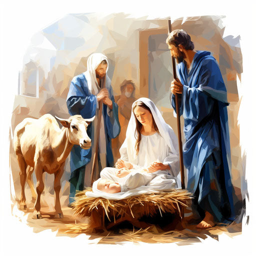 Nativity scene in the style of oil painting
