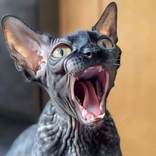 Cornish Rex cat meowing